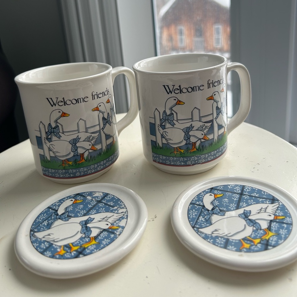 Charming Vintage Goose Design Mug and Coaster/Lid Set - made in Taiwan - 2 - Picture 3 of 9